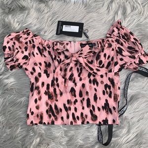 Pink Leopard crop top